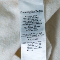 Pre Owned Ermenegildo Zegna Cream Melange Jersey Long Sleeve Polo T-Shirt M