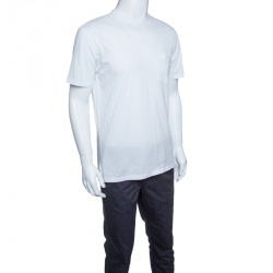 Pre Owned Ermenegildo Zegna White Cotton Short Sleeve Crew Neck T-Shirt M