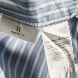 Pre Owned قميص ايرمنيجيلدو زينيا أزرار أمامية قصة إعتيادية قطن مخطط أزرق XL