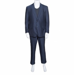 Ermenegildo Zegna Blue Striped Wool Trofeo 600 Mila Suit XXL