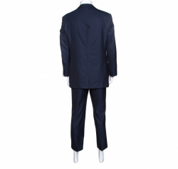 Ermenegildo Zegna Navy Blue  Striped Wool Trofeo 600 Regular Fit Mila Suit XXL