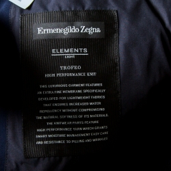 مملوكة مسبقًا Ermenegildo Zegna Navy Blue Leather Trim Detail Quilted Wool Trofeo Down Jacket XXL