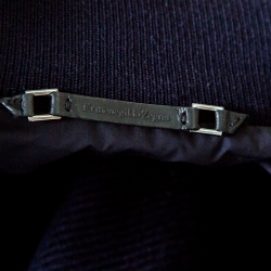 مملوكة مسبقًا Ermenegildo Zegna Navy Blue Leather Trim Detail Quilted Wool Trofeo Down Jacket XXL