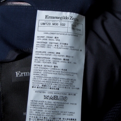 مملوكة مسبقًا Ermenegildo Zegna Navy Blue Leather Trim Detail Quilted Wool Trofeo Down Jacket XXL