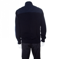 مملوكة مسبقًا Ermenegildo Zegna Navy Blue Leather Trim Detail Quilted Wool Trofeo Down Jacket XXL