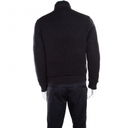 مملوكة مسبقًا جاكيت ايرمنيجيلدو زينيا بحواف من الجلد صوف رصاصي M