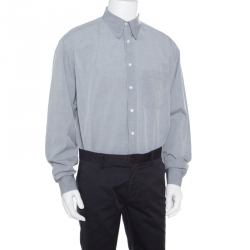 Pre Owned Ermenegildo Zegna Soft Grey Cotton Button Down Long Sleeve Shirt XL