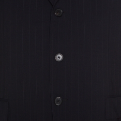 Ermenegildo Zegna Navy Blue Striped Wool Microsphere Suit XL