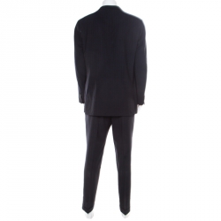 Ermenegildo Zegna Navy Blue Striped Wool Microsphere Suit XL
