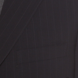 Ermenegildo Zegna Navy Blue Striped Wool Microsphere Suit XL
