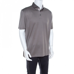 Pre Owned Ermenegildo Zegna Light Grey Cotton Short Sleeve Polo T Shirt XL 
