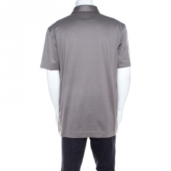Pre Owned Ermenegildo Zegna Light Grey Cotton Short Sleeve Polo T Shirt XL 