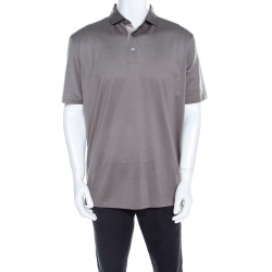 Pre Owned Ermenegildo Zegna Light Grey Cotton Short Sleeve Polo T Shirt XL 
