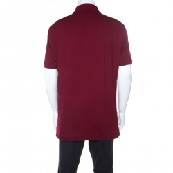 Pre Owned Ermenegildo Zegna Burgundy Cotton Stretch Pique Knit Polo T Shirt XL 