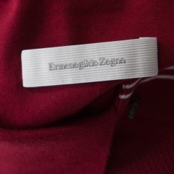 Pre Owned Ermenegildo Zegna Burgundy Cotton Stretch Pique Knit Polo T Shirt XL 