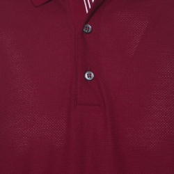 Pre Owned Ermenegildo Zegna Burgundy Cotton Stretch Pique Knit Polo T Shirt XL 