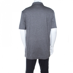 Pre Owned Ermenegildo Zegna Grey Cotton Argyle Pattern Polo T Shirt XL