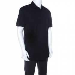 Pre Owned Ermenegildo Zegna Dark Blue Cotton Pique Short Sleeve Polo T Shirt XL