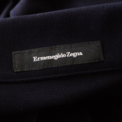 Pre Owned Ermenegildo Zegna Dark Blue Cotton Pique Short Sleeve Polo T Shirt XL