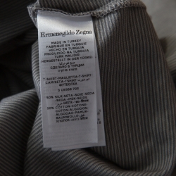 Pre Owned Ermenegildo Zegna Grey Striped Cotton Silk Short Sleeve Polo T Shirt XL