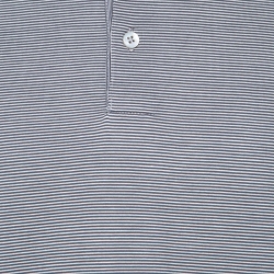 Pre Owned Ermenegildo Zegna Grey Striped Cotton Silk Short Sleeve Polo T Shirt XL