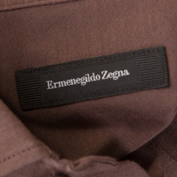 Pre Owned Ermenegildo Zegna Cocoa Brown Cotton Short Sleeve Polo T Shirt XL