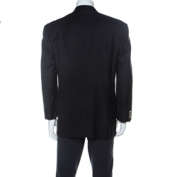 مملوكة مسبقًا Ermenegildo Zegna Black Wool Double Breasted Regular Fit Blazer L