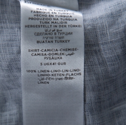 Pre Owned Ermenegildo Zegna Blue Linen Mandarin Collar Button Down Shirt XL