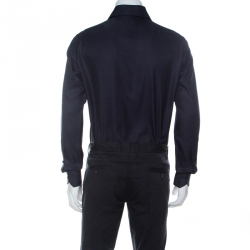 Pre Owned قميص ايرمنيجيلدو زينيا قصه مجسمة قطن مغزول أزرق كحلي M