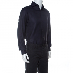 Pre Owned قميص ايرمنيجيلدو زينيا قصه مجسمة قطن مغزول أزرق كحلي M