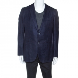 Pre Owned جاكيت بليزر ايرمنجيلدو زينيا ميلا قصه مجسمة صوف أزرق كحلي L