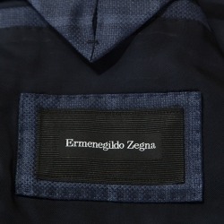 Pre Owned Ermenegildo Zegna Blue Windowpane Check Wool Milano Easy Fit Blazer XL