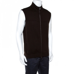 Ermenegildo Zegna Brown Wool Sleeveless Zip Front Cardigan XL