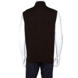 Ermenegildo Zegna Brown Wool Sleeveless Zip Front Cardigan XL