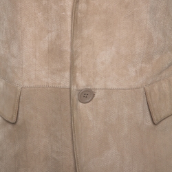 Pre Owned Ermenegildo Zegna Beige Leather Two Buttoned Blazer L