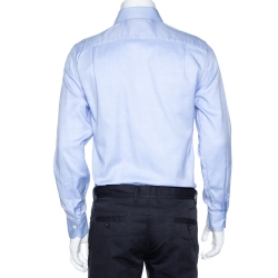 Pre Owned Ermenegildo Zegna Light Blue Chambray Cotton Long Sleeve Shirt S