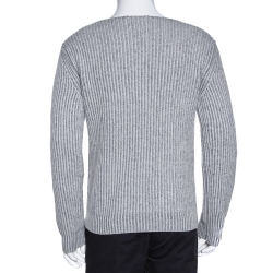 Pre Owned Ermenegildo Zegna Couture Melange Grey Cashmere Knit Sweater S