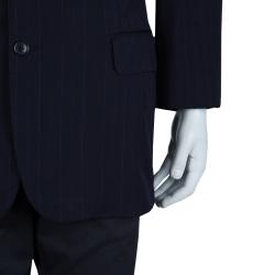 Pre Owned جاكيت بليزر رجالي ايرمنيجيلدو زينيا صوف أزرق كحلي مقلم L