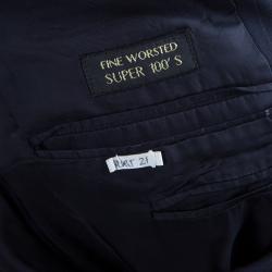 Pre Owned جاكيت بليزر رجالي ايرمنيجيلدو زينيا صوف أزرق كحلي مقلم L