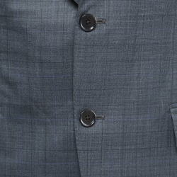 Ermenegildo Zegna Grey Checked Wool Blend Suit M