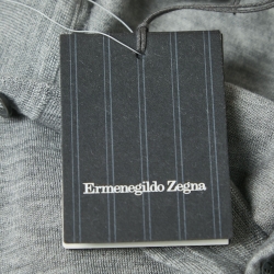 Pre Owned Ermenegildo Zegna Grey Cashmere Blend Polo Full Sleeve T-Shirt L