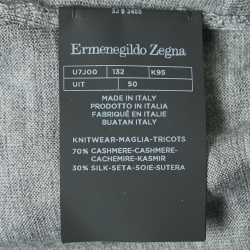 Pre Owned Ermenegildo Zegna Grey Cashmere Blend Polo Full Sleeve T-Shirt L