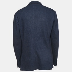 Pre Owned Ermenegildo Zegna Navy Blue Elastic Knitted Jersey Jacket 4XL