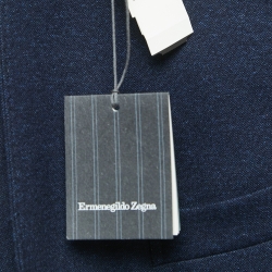 Pre Owned Ermenegildo Zegna Navy Blue Elastic Knitted Jersey Jacket 4XL
