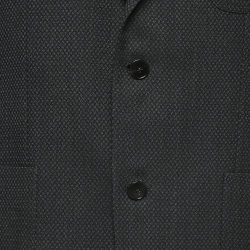 Pre Owned Ermenegildo Zegna Couture Black Patterned Wool Single Breasted Blazer XL