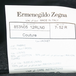 Pre Owned Ermenegildo Zegna Couture Black Patterned Wool Single Breasted Blazer XL