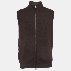 Brown Wool Zip Front Vest