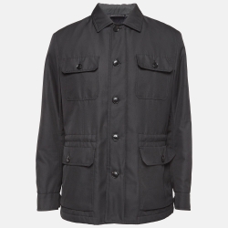 Black Synthetic Patch Pocket Detail Button Front Jacket