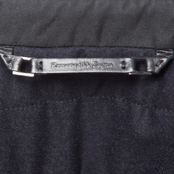 Pre Owned Ermenegildo Zegna Black Synthetic Patch Pocket Detail Button Front Jacket XL