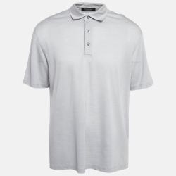 Grey Wool Pique Polo T-Shirt